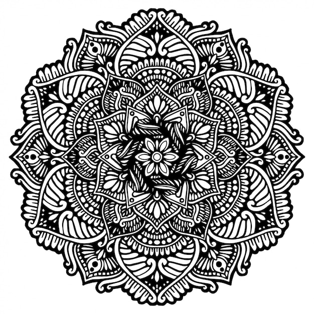 Plik wektorowy okrągła kwiatowa mandala, henna. vintage elementy dekoracyjne.