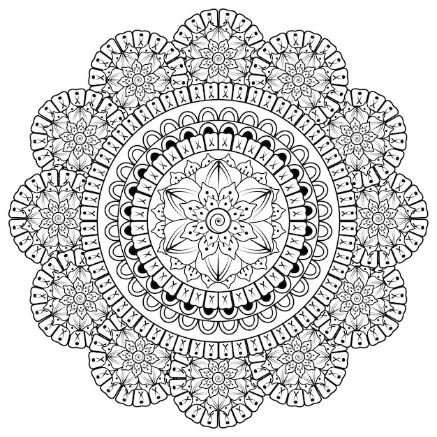 Okrągła Mandala. Ilustracja W Stylu Mehndi