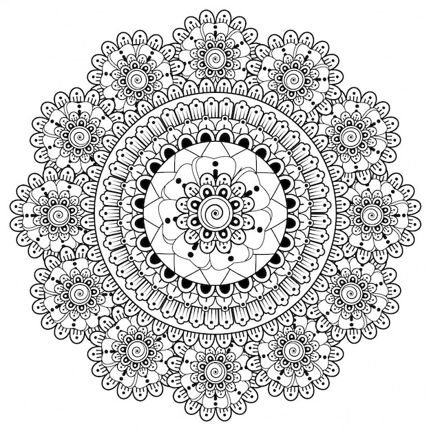 Okrągła Mandala. Ilustracja W Stylu Mehndi