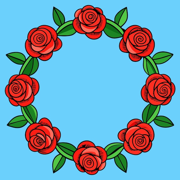 Plik wektorowy okrągła ramka realistycznych czerwonych róż ilustracja wektorowa