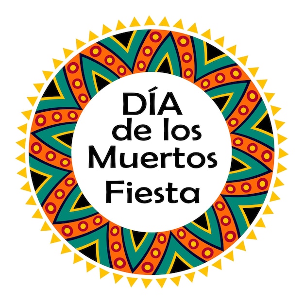 Okrągła Ramka Wykonana Z Meksykańskiego Wzoru Z Napisem Dia De Los Muertos