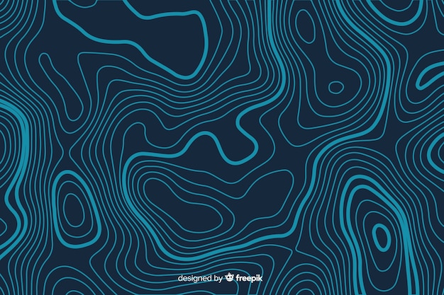 Okrągłe linie topograficzne na ciemnym tle