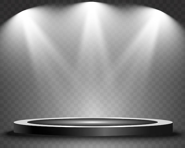 Plik wektorowy okrągłe podium, cokół lub platforma, oświetlone reflektorami