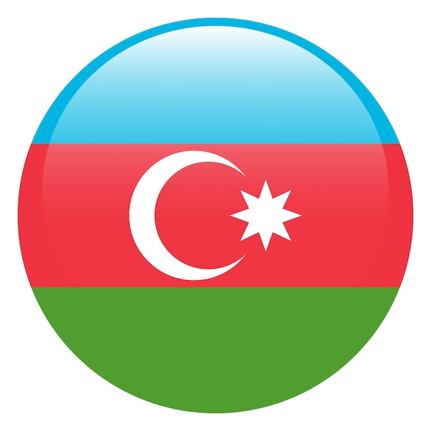 Okrągło logo flagi Azerbejdżanu ikona komputerowa ilustracja wektorowa