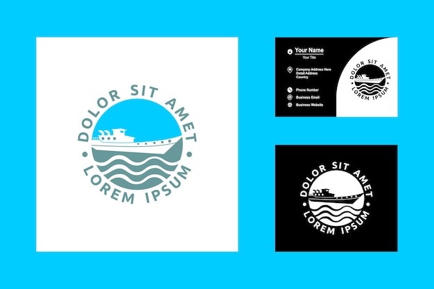 Okrągły Emblemat łodzi Rybackiej Logo Ikona Etykiety Szablon Wektor Ilustracja Projektu