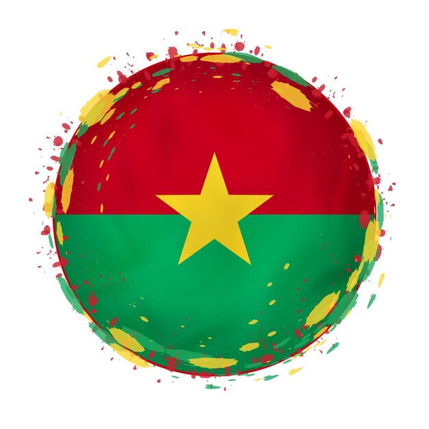 Okrągły Grunge Flaga Burkina Faso Z Plamami W Kolorze Flagi Ilustracji Wektorowych