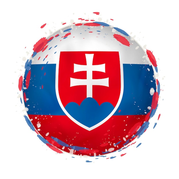 Okrągły grunge flaga Słowacji z plamami w kolorze flagi ilustracji wektorowych