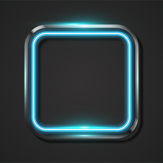 Okrągły kwadratowy neon i metalowy baner
