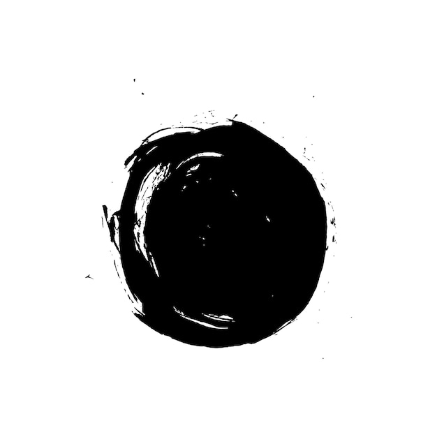 Okrągły przycisk brudny obrys pędzla Ręcznie malowane tuszem kropelka grunge koło Ilustracja elementu wektora