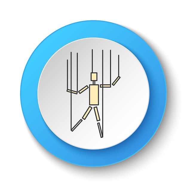Okrągły przycisk dla ikony internetowej Ręczny teatr lalek Przycisk baner okrągły interfejs odznaki dla aplikacji ilustracja na białym tle