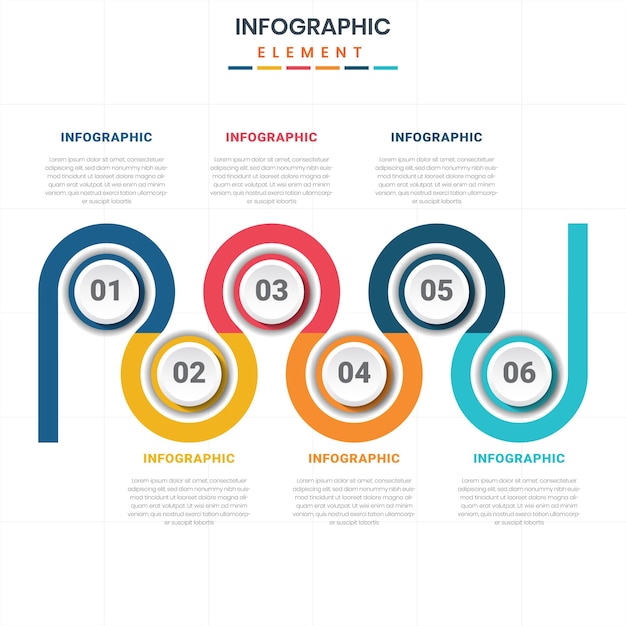 Okrągły Przycisk Kolorowy Szablon Infografiki