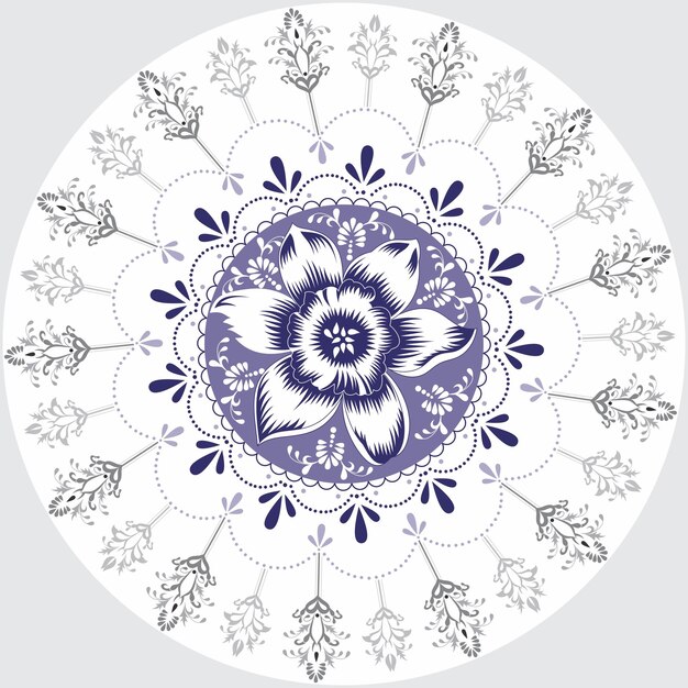 Plik wektorowy okrągły talerz projekt ramki kwiatowy granicy dekoracji projekt karty koło ilustracja