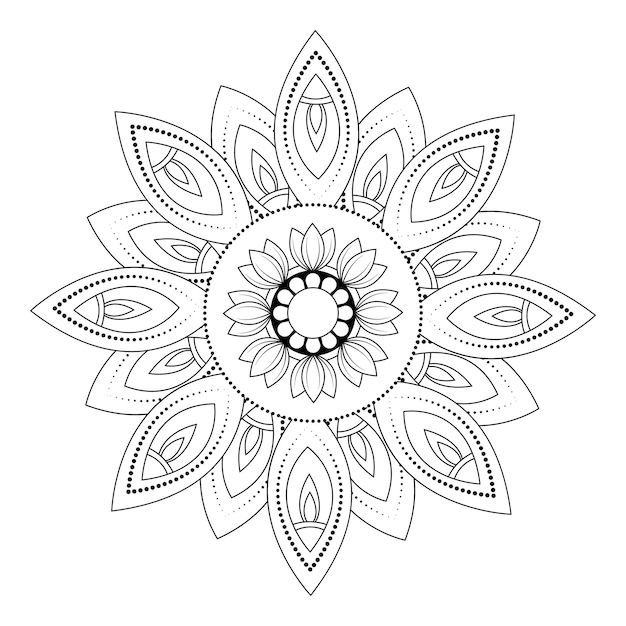 Okrągły Wzór Mandali Kwiat Dla Henna Mehndi Tatuaż Ozdoba Dekoracyjny Ornament W Etnicznym Stylu Orientalnym Zarys Doodle Ręka Rysować Wektor Ilustracja