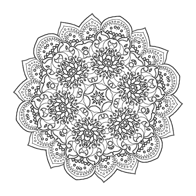 Okrągły Wzór W Formie Kwiatowej Mandali Do Dekoracji Henna Mehndi Ozdobny Ornament