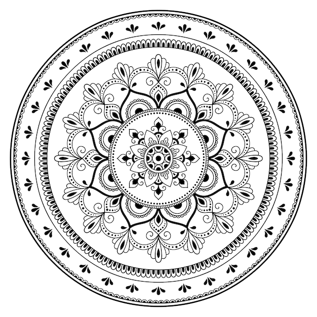 Plik wektorowy okrągły wzór w formie mandali. dekoracyjny ornament w etnicznym stylu orientalnym. ilustracja rysować ręka doodle konspektu.
