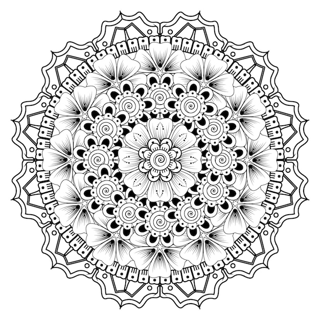 Okrągły wzór w formie mandali do Henny, Mehndi, tatuażu, dekoracji. Książka do kolorowania.