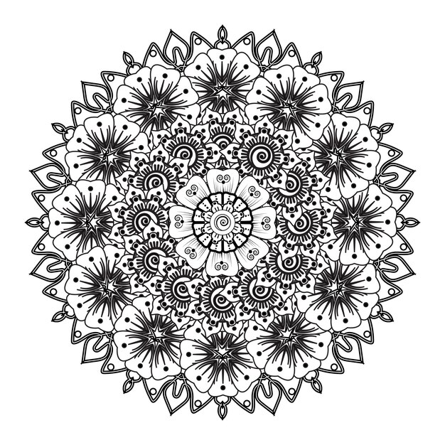 Okrągły wzór w formie mandali do Henny, Mehndi, tatuażu, dekoracji. Książka do kolorowania.
