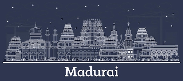 Określenie Madurai India Skyline miasta z białymi budynkami Podróże biznesowe i koncepcja z historyczną architekturą Madurai Cityscape z punktami orientacyjnymi
