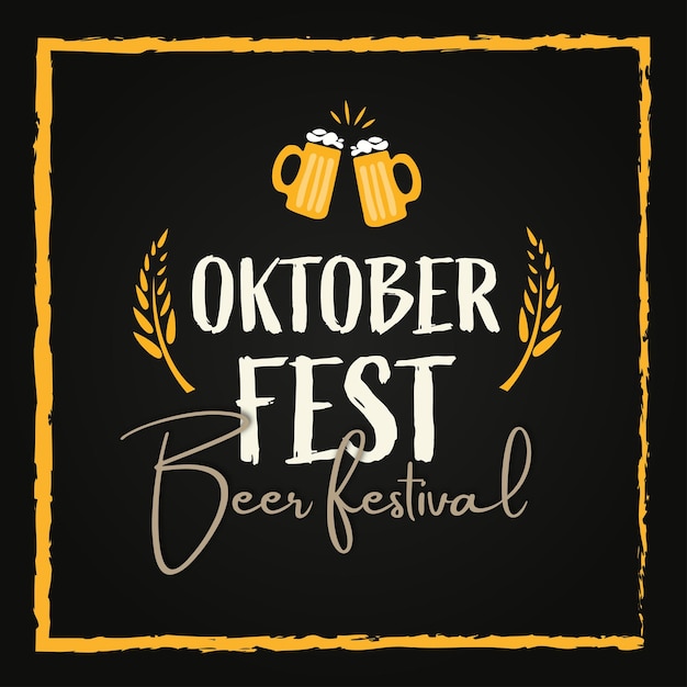 oktoberfest festiwal piwa post banner szablon żółty biały czarny