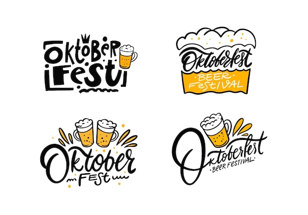 Oktoberfest Logo I Napis Znak. Ręcznie Rysowane Kaligrafia I Nowoczesna Typografia Wektor Sztuki.