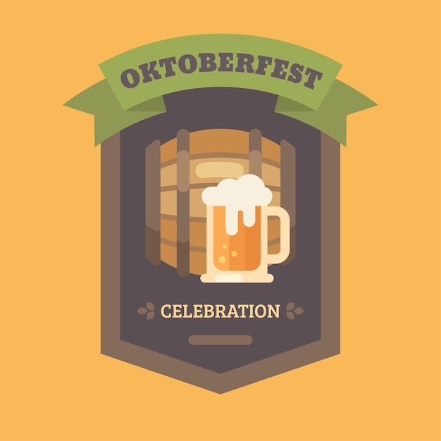 Oktoberfest Piwo Festiwal Płaski Ilustracja Odznaka