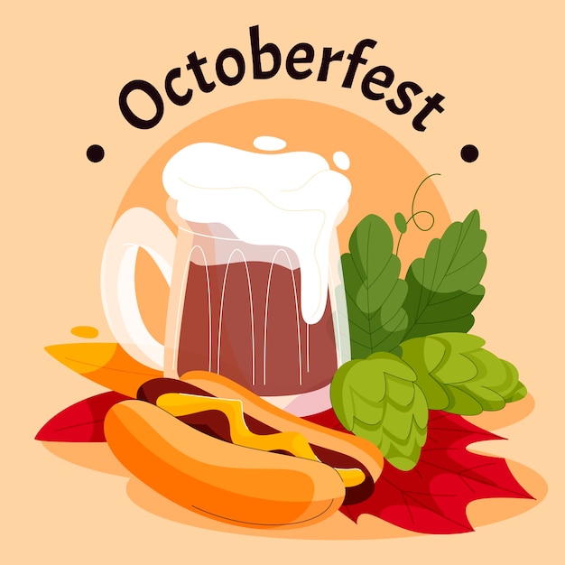 Plik wektorowy oktoberfest ręcznie rysowane płaska ilustracja