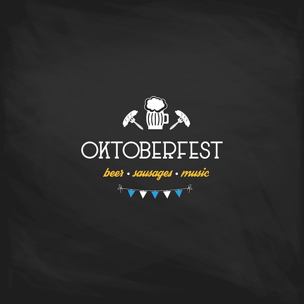 Oktoberfest Rocznika Plakat Lub Kartka Z Pozdrowieniami Na Chalkboard Tle