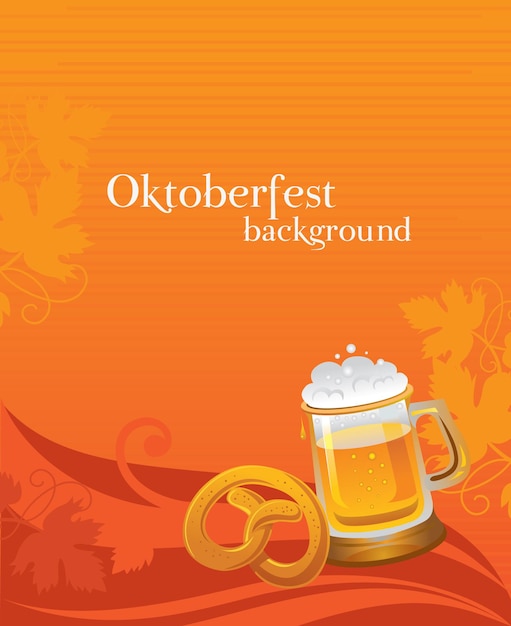 Plik wektorowy oktoberfest tło z piwem i preclem