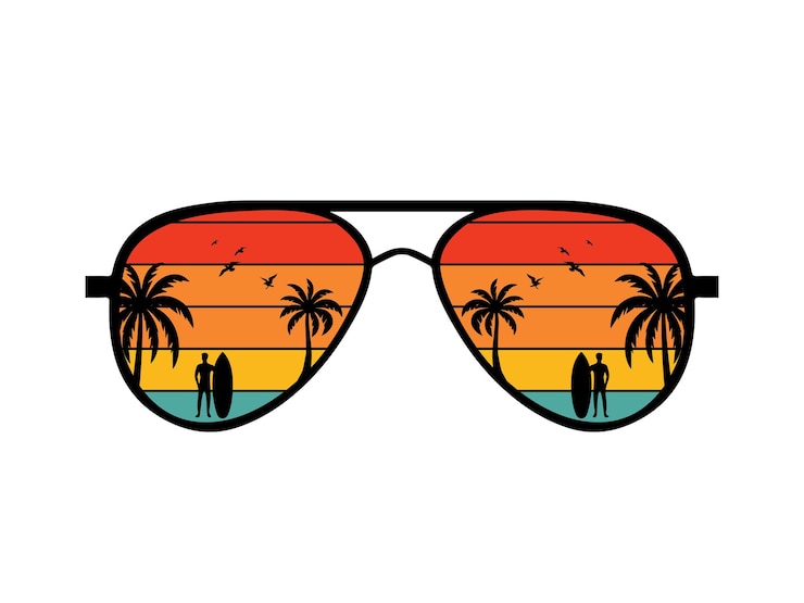 Wektor okulary przeciwsłoneczne na plaży clip art retro okulary przeciwsłońce z ilustracją palm vector