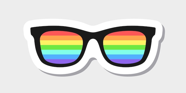 Okulary Z Naklejką Wektorową W Kolorze Tęczy Kolory Społeczności Lgbt