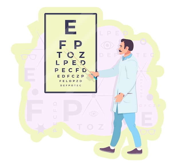 Okulista Ze Wskaźnikiem Obok Karty Wzroku Badanie Wzroku Kontrola Wzroku Optyk