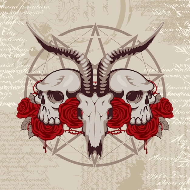 Okultystyczny Plakat Z Czaszkami I Różami