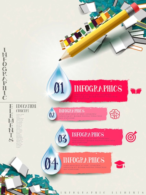 Ołówek I Książki Elementy Infografiki Projekt Broszury