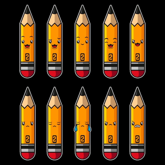 Plik wektorowy ołówek kawaii postać z kreskówki