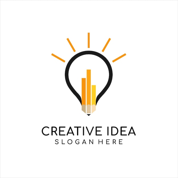 Ołówek Pomysł Logo Szablon Zaprojektuj Ołówek I żarówkę Pomysł Na Inspirację Do Projektowania Logo