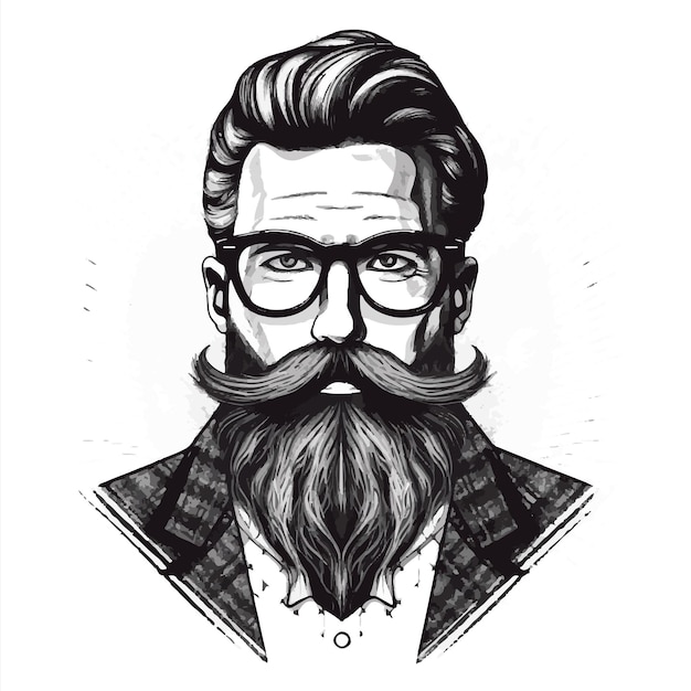 Olśniewający portret stylowego mężczyzny z uprzejmą fryzurą Zadbana broda i ostre wąsy