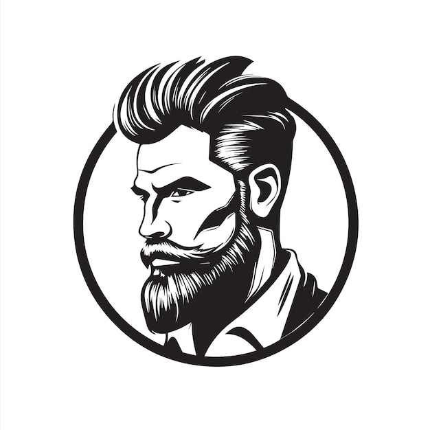 Olśniewający portret stylowego mężczyzny z uprzejmą fryzurą Zadbana broda i ostre wąsy