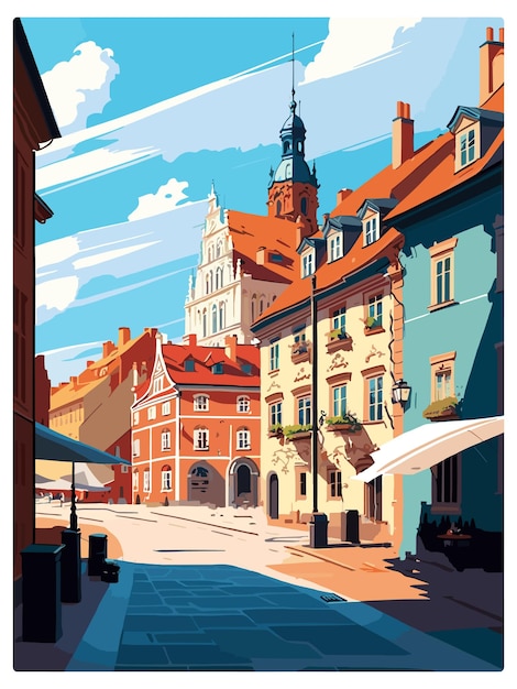 Olsztyn Polska Vintage Travel Poster Souvenir Postcard Portret Malarstwo Wpa Ilustracja