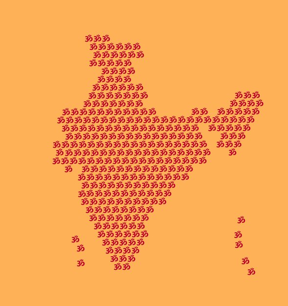 Plik wektorowy om hinduskie święte westchnienie w indiach mapa om symbol wykonany wektor indii