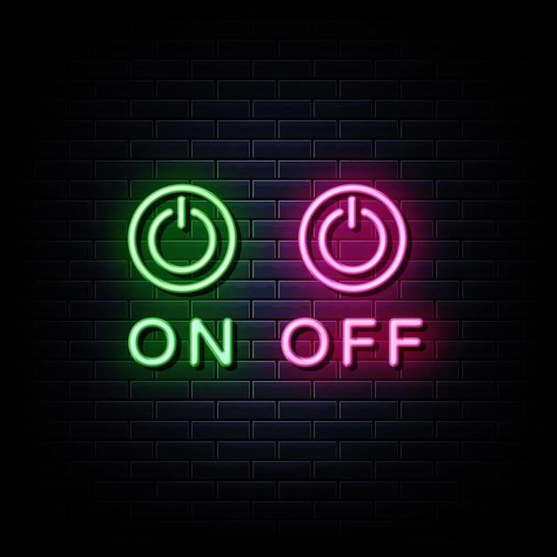 On Off Neon Signs Style Text Vector