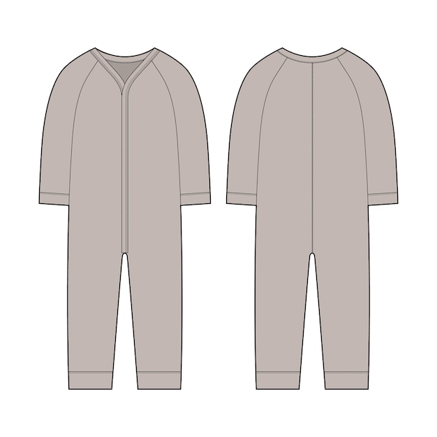 Onesie z długimi rękawami Kombinezon niemowlęcy Jasnoszary kolor Body dla niemowląt makiety Body dziecięce