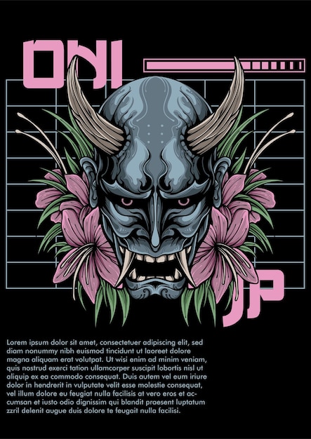 oni the devil illustration japońska maska zastąp japońskimi literami możesz zmienić nazwę lub kolor tej pracy można zastosować do różnych mediów drukowanych jeśli potrzebujesz ekskluzywnych prac możesz się z nami skontaktować