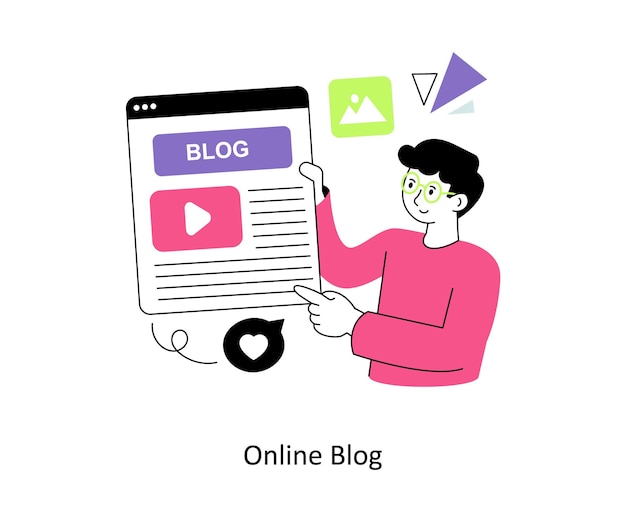 Online Blog Flat Style Design Ilustracja wektorowa Ilustracje z zapasów