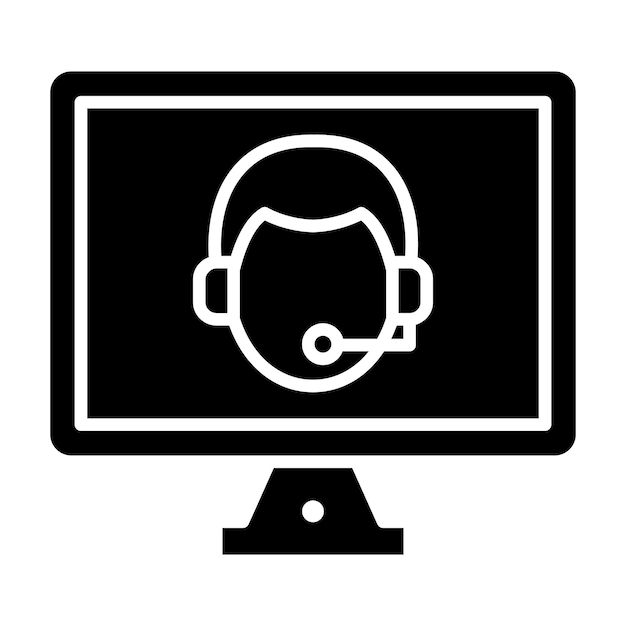 Online Call Center Glyph Solid Black Ilustracja