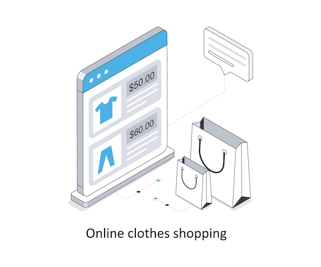 Online Clothes Shopping izometryczna ilustracja zapasów EPS Ilustracja pliku zapasów