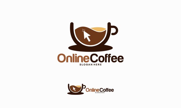 Online Coffee Logo Projektuje Wektor Koncepcji, Szablon Projektu Logo Coffee Cup