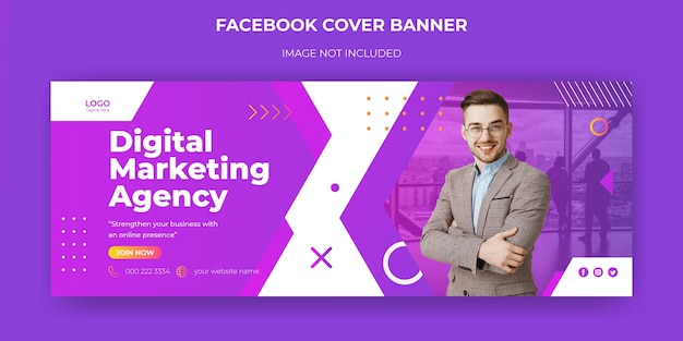 Online Marketing Cyfrowy Baner Na Okładkę Na Facebook Szablon Banera Internetowego Post W Mediach Społecznościowych