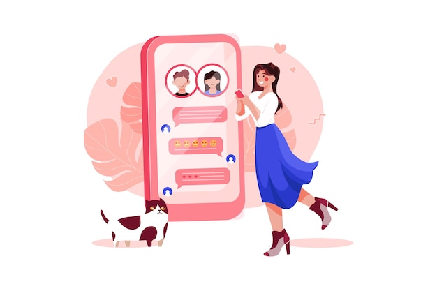 Online randki ilustracja koncepcja Płaska ilustracja odizolowana na białym tle