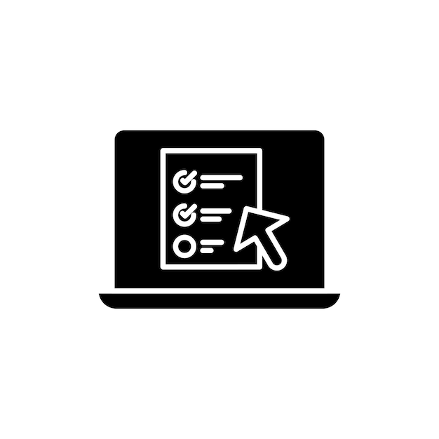 Online Test Icon Set Lista egzaminów kwestionariusz wektorowy symbol w czarnym wypełnionym i zarysowanym stylu Znak testu wiedzy