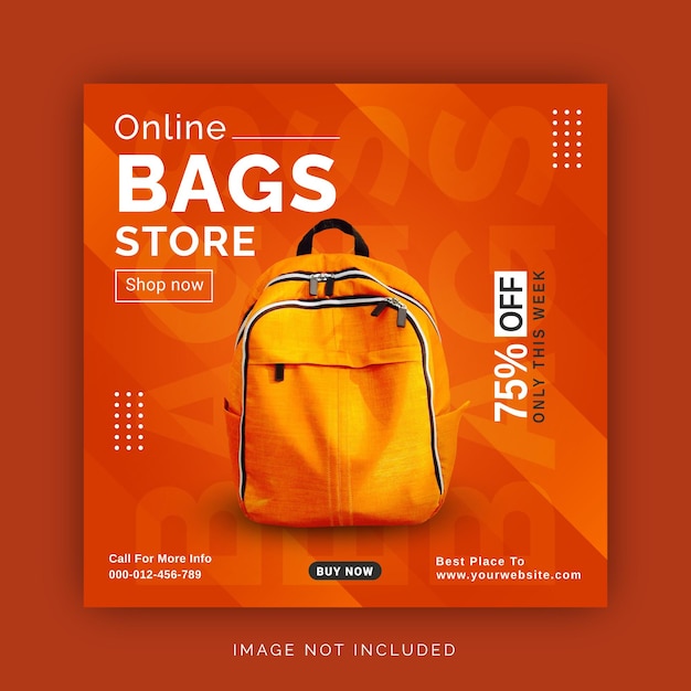 Plik wektorowy online torby sklep social media post szablon banera reklamowego na instagram